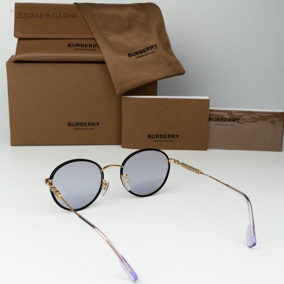 BRAND NEW Burberry BE3148D 10171A Black Gold Lillac Oval Unisex Sunglasses main image 7